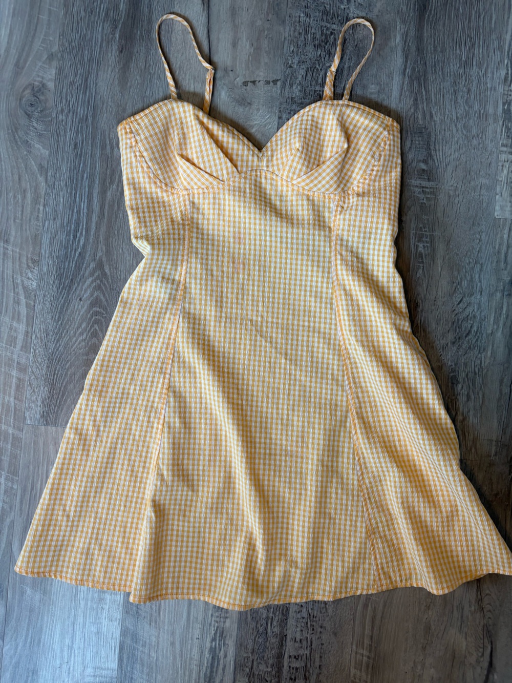 Forever 21 Yellow Gingham Bustier Mini Dress Size S